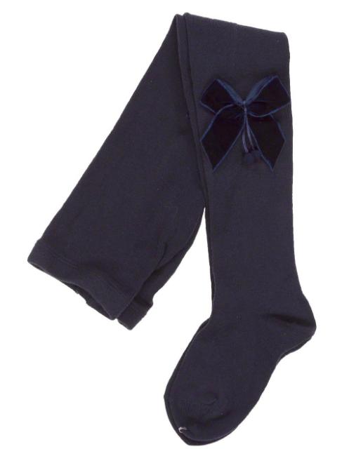 Picture of Condor Socks Tights With Velvet Bow - Marino Navy