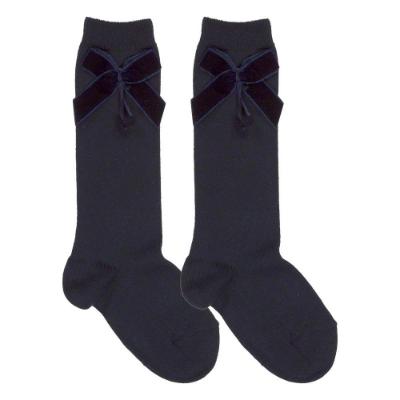 Picture of Condor Socks Knee High Socks With Velvet Bow - Navy