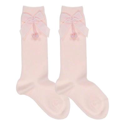 Picture of Condor Socks Knee High Socks With Velvet Bow - Pink