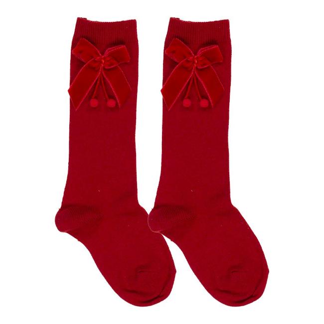 Picture of Condor Socks Knee High Socks With Velvet Bow Red