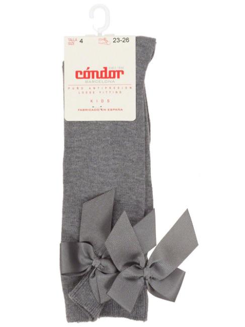 Picture of Condor Socks Knee High Socks  With Back Grosgrain Bow Grey