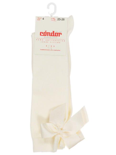 Picture of Condor Socks Knee High Socks  With Back Grosgrain Bow Cream