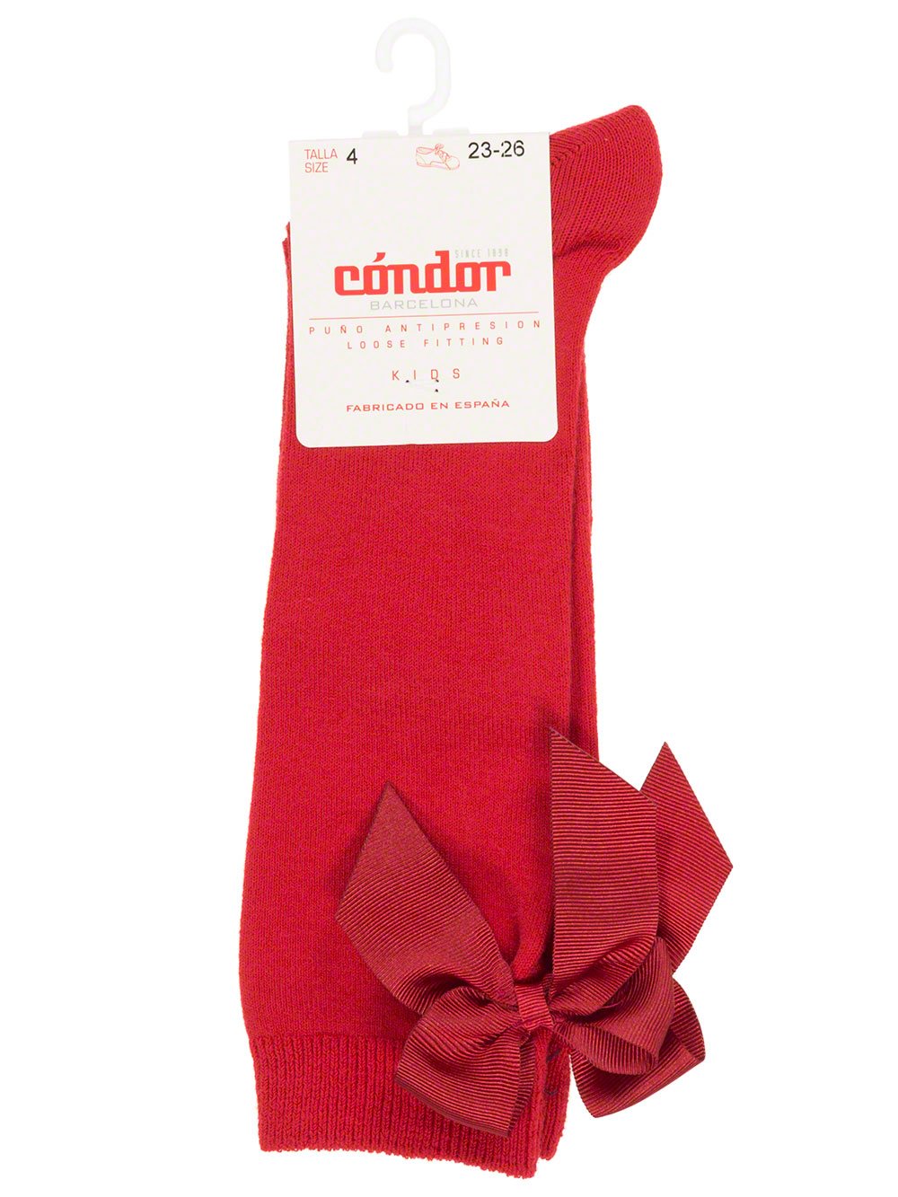 Condor Socks Knee High Socks With Back Grosgrain Bow Red.