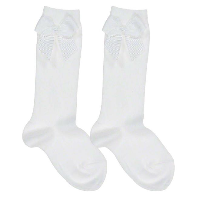 Picture of Condor Socks Knee High Socks With Side Grosgrain Bow White