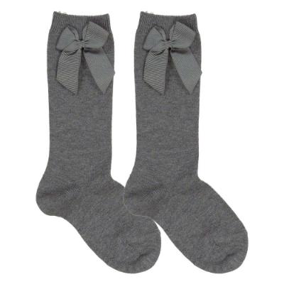 Picture of Condor Socks Knee High Socks With Side Grosgrain Bow Grey