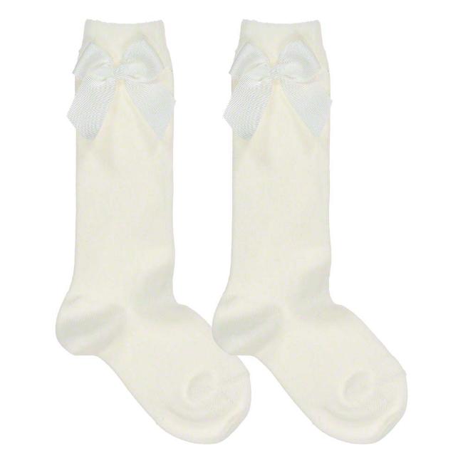 Picture of Condor Socks Knee High Socks With Side Grosgrain Bow Cream