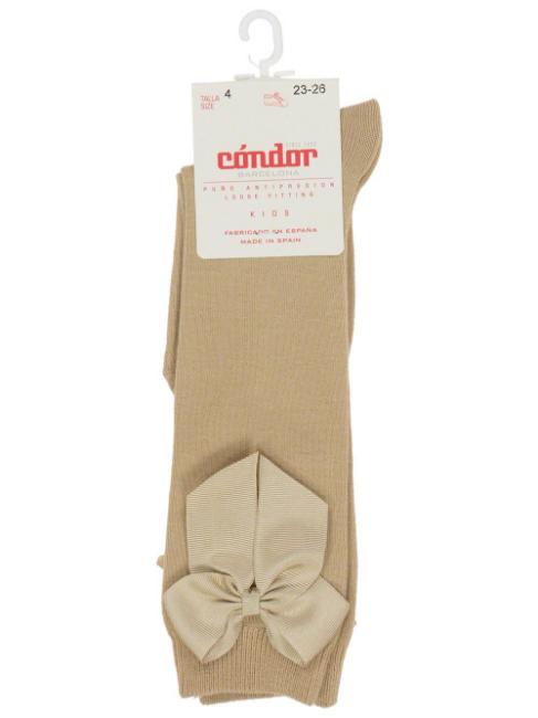 Picture of Condor Socks Knee High Socks With Side Grosgrain Bow - Camel