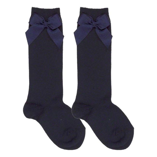 Picture of Condor Socks Knee High Socks With Side Grosgrain Bow Navy