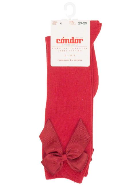 Picture of Condor Socks Knee High Socks With Side Grosgrain Bow Red