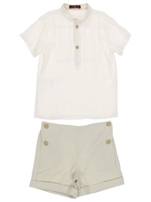 Picture of Loan Bor Boys Shirt Shorts Set Cream Beige