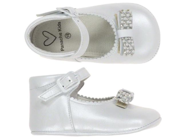 Picture of Panache Baby Shoes Pearl & Crystal Ankle Strap White Pearl