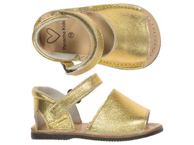 Picture of Panache Baby Shoes Peep Toe Sandal Gold Leather
