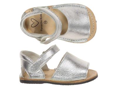 Picture of Panache Baby Shoes Peep Toe Sandal Silver Leather
