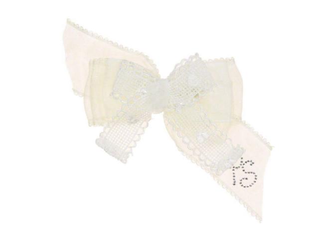 Picture of Piccola Speranza Voile & Lace Bow Hairclip Ivory