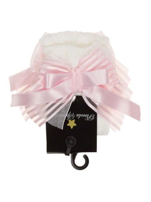 Picture of Piccola Speranza Satin Double Bow Ankle Sock Ivory Pink