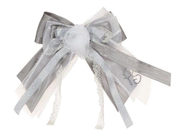 Picture of Piccola Speranza Girls Grey Double Satin Bow Hair Clip