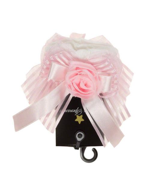 Picture of Piccola Speranza Satin Bow With Rose Ankle Sock Ivory Pink