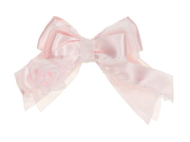 Picture of Piccola Speranza Pink Satin Ribbon With Rose Hairclip