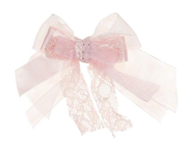 Picture of Piccola Speranza Pink Satin & Lace Bow Hairclip