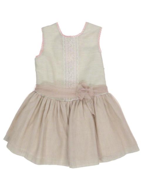 Picture of Loan Bor Girls Drop Waisted Dress Beige Pink