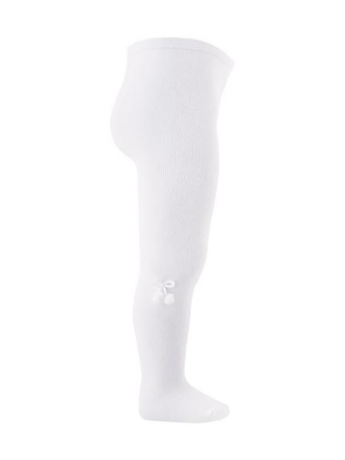 Picture of Condor Socks Plain Knit Tights With Small Pom Poms White