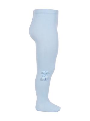 Picture of Condor Socks Plain Knit Tights With Small Pom Poms - Pale Blue