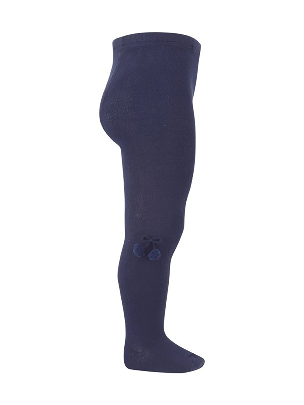 Condor Socks Plain Knit Tights With Small Pom Poms Navy