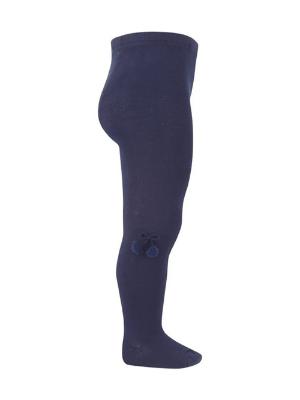 Picture of Condor Socks Plain Knit Tights With Small Pom Poms - Navy