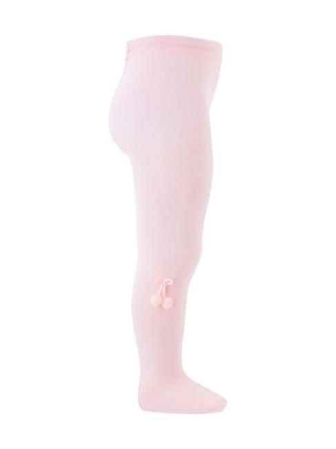 Picture of Condor Socks Plain Knit Tights With Small Pom Poms - Pale Pink
