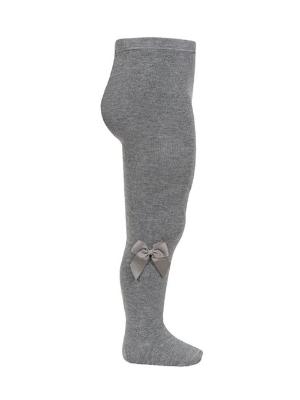 Picture of Condor Socks Plain Knit Tights With Grosgrain Bow - Grey