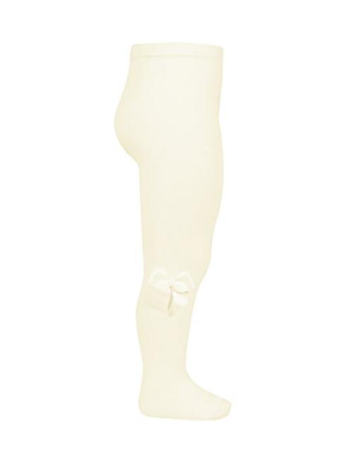Picture of Condor Socks Plain Knit Tights With Grosgrain Bow Cream