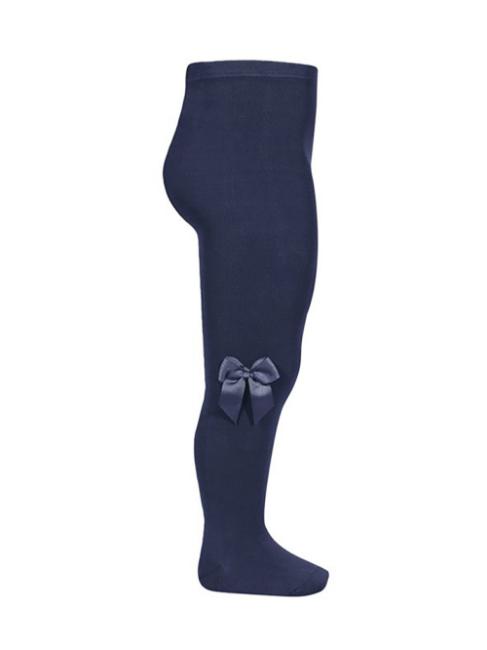 Picture of Condor Socks Plain Knit Tights With Grosgrain Bow Navy