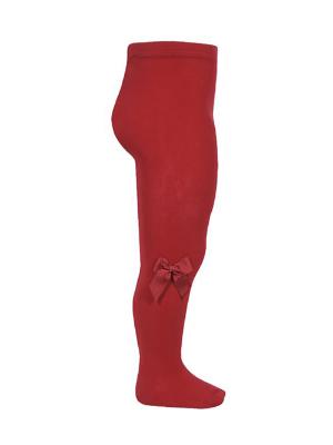 Picture of Condor Socks Plain Knit Tights With Grosgrain Bow Red