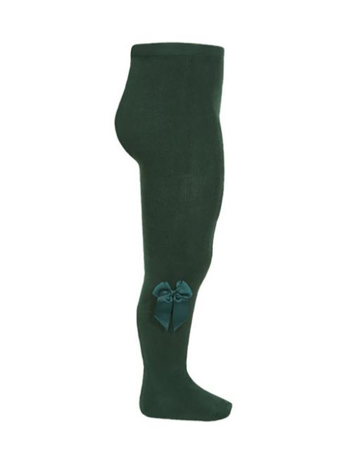 Picture of Condor Socks Plain Knit Tights With Grosgrain Bow Dark Green
