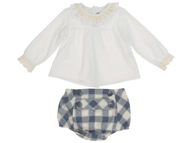 Picture of Loan Bor Toddler Navy Check Jam Pants & Blouse Set