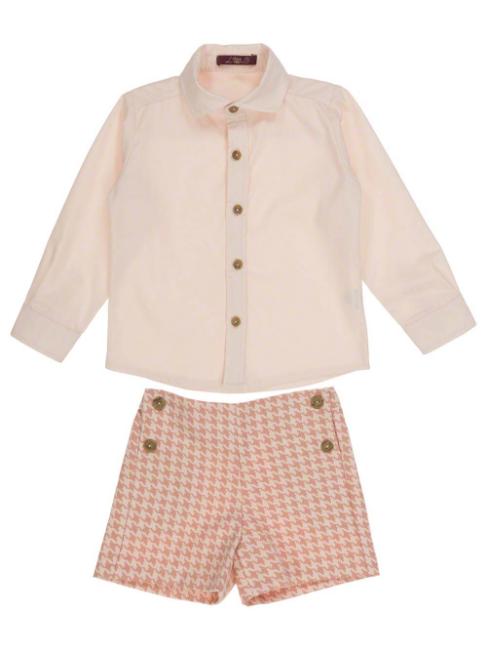 Picture of Loan Bor Toddler Boys Houndstooth Shorts Shirt Set