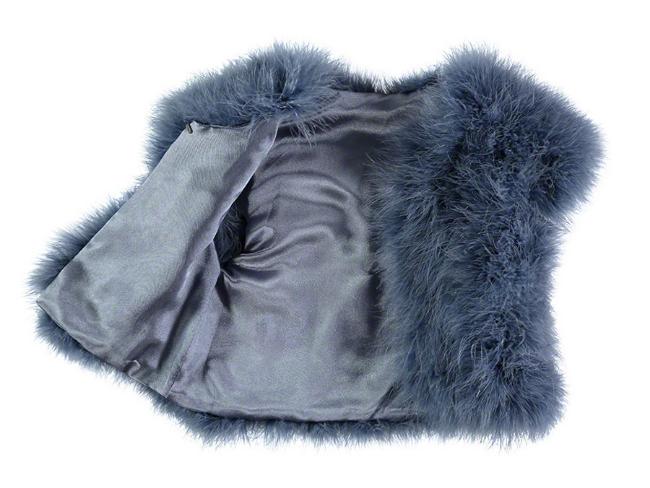 Picture of Angel's Face Marabou Feather Jacket Denim Blue