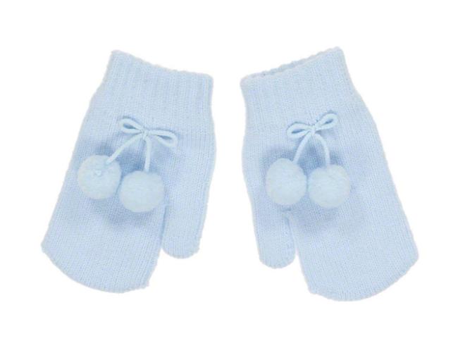 Picture of Condor Socks Single Finger Baby Pom Pom Mittens Pale Blue