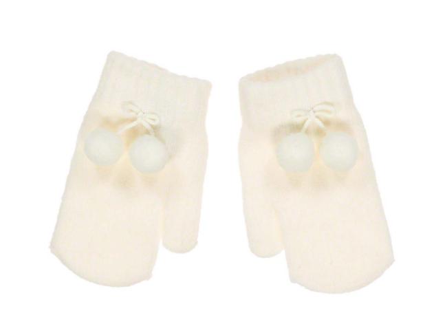 Picture of Condor Socks Single Finger Baby Pom Pom Mittens Ivory