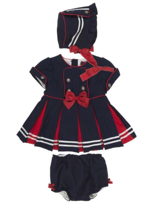 Picture of Loan Bor Toddler Dress Pants Bonnet Set Navy Red