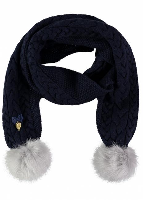 Picture of Angel's Face Pom Pom Scarf Navy Blue