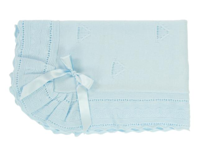 Picture of Mac Ilusion Knitted Frill & Bow Shawl Blue