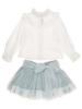 Picture of Loan Bor Girls Blouse Skirt Set Ivory Turquoise