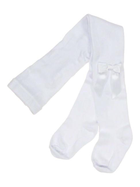 Picture of Carlomagno Socks Satin Bow Cotton Tights - White