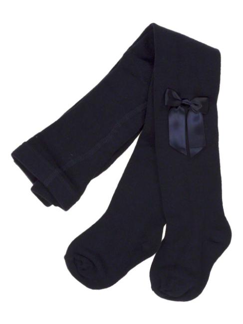 Picture of Carlomagno Socks Satin Bow Cotton Tights - Navy Blue