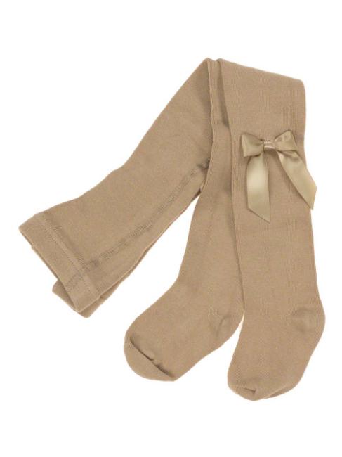 Picture of Carlomagno Socks Satin Bow Cotton Tights - Camel
