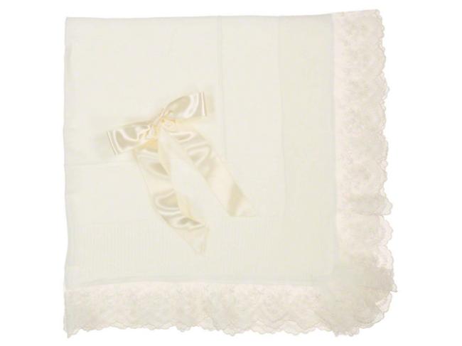 Picture of Carmen Taberner Lace Trimmed Merino Shawl Ivory