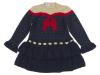 Picture of Carmen Taberner Girls Knitted Bow Ruffle Dress Navy Gold