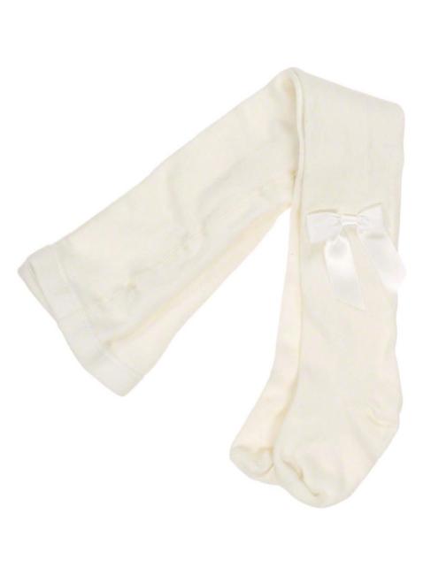 Picture of Carlomagno Socks Satin Bow Cotton Tights - Ivory