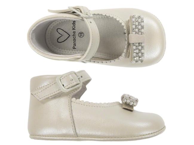 Picture of Panache Baby Shoes Pearl & Crystal Ankle Strap Beige Pearl